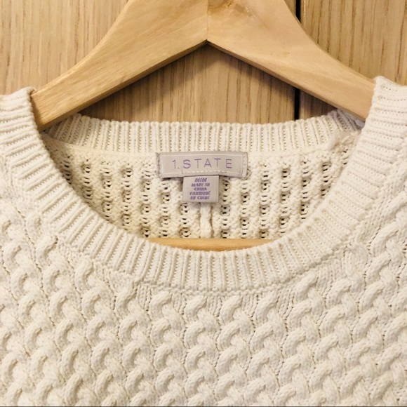 1. STATE // Ecru Waffle Knit Sweater - Picture 4 of 6